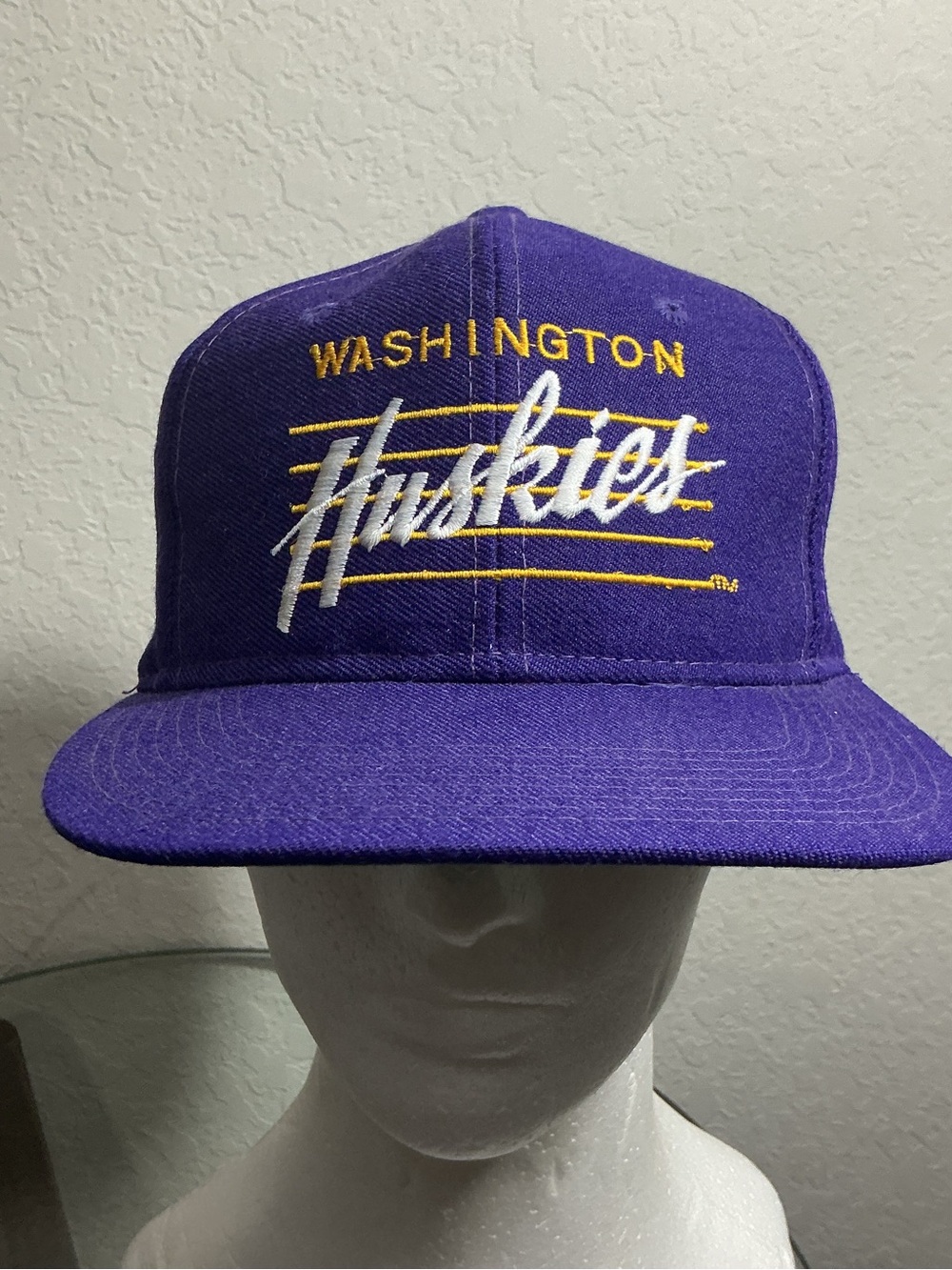 Vintage Washington Huskies Snapback Hat Pioneer NCAA Script Purple